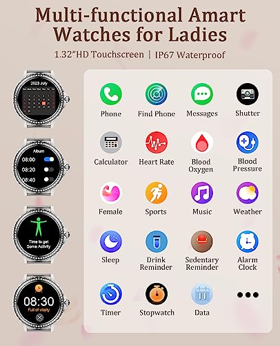 BOCLOUD Smart Watch for Women, Smartwatches for iPhone Android, with Blood Oxygen/Heart Rate/Sleep Monitor/Message Dispaly/Make Calls, IP68 Fitness Tracker with Multiple sports Modes (Silver)