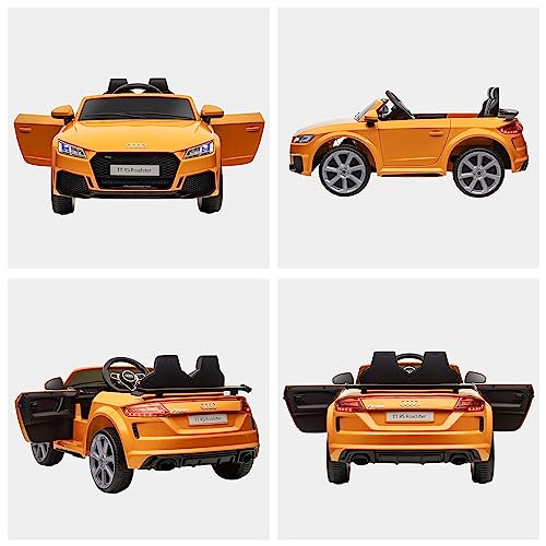 HOMCOM Audi TT RS Licensed 12V Kids Electric Ride On Car w/Parental Remote Forward Reverse, Lights, Horn, MP3 Player, Seatbelt - Yellow