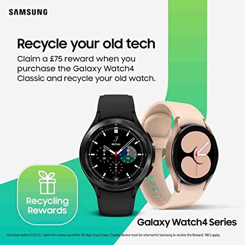 Samsung Galaxy Watch4 Classic Smart Watch, Rotating Bezel, Health Monitoring, Fitness Tracker, Bluetooth, 46mm, Black (UK Version) (Renewed)