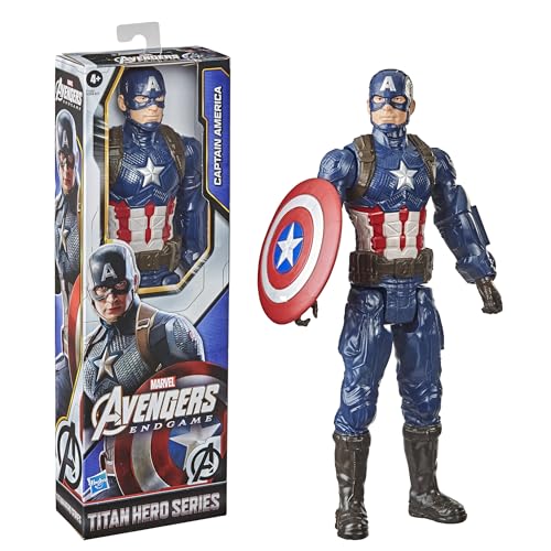 Avengers Marvel Titan Hero Series Collectible Captain America Action Figure, Toy Ages 4 And Up, Multicolor, 30 cm