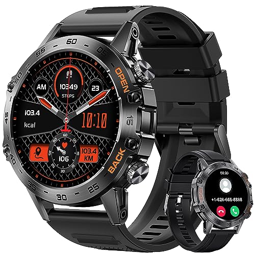 Men's Smartwatch Bluetooth Phone Call for Android iOS Phone 400 mAh 1.39" HD Sport Smartwatch Fitness Tracker 2 Watch Straps Black Silicone Male Music Smartwatch Heart Rate Sleep Health Monitor