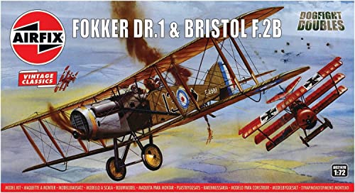 Airfix A02050V Vintage Classic Fokker DR.1 and Bristol F.2B Dogfight Double set 1:72 Scale Plastic model making kits