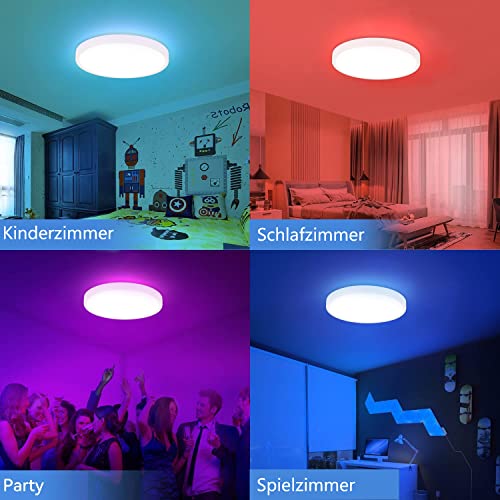 CBJKTX 36 W Ceiling Light LED Ceiling Light Colour Changing - Dimmable Bedroom Lamp with Smart RGB Backlight Panel Flat Round via Remote Control App for Living Room Bedroom Children's Room