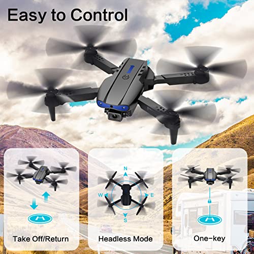 JOJODAN Mini Drone with Camera for Kids - Foldable RC Quarcopter with 3 Rechargeable Batteries Headless Mode One Key Flying 3D Flips Gift for Kids