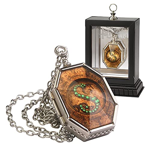 The Noble Collection Harry Potter The Horcrux Locket - 1.8in (4.5cm) Locket on Chain with Wooden Display Case - Officially Licensed Film Movie Props Gifts Jewellery