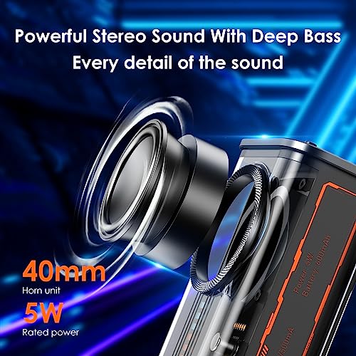 Portable Bluetooth Speaker with Lights Transparent Wireless Mini Speaker with TWS, Perfect Small Speaker HD Sound and Bass for Office, Home, Shower, Room, Bike, Car (Black)