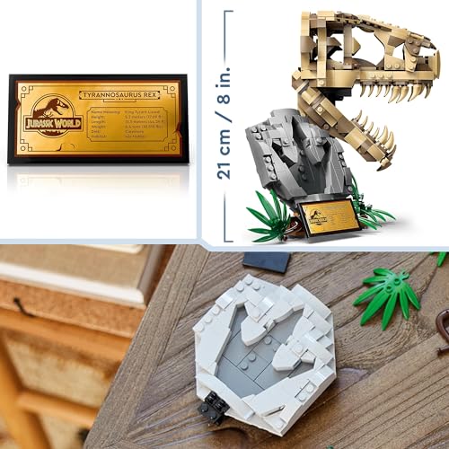 LEGO Jurassic World Dinosaur Fossils: T. rex Skull Toy for 9 Plus Year Old Boys, Girls & Kids, 3D Skeleton Model Kit with Opening Jaw and Display Stand, makes a Cool Dino Decoration, Gift Idea 76964