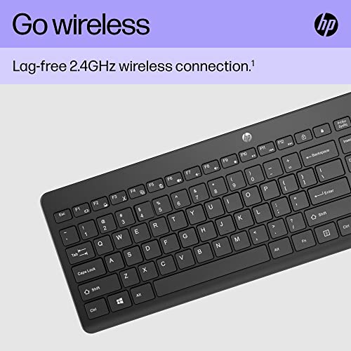 HP 230 Wireless Keyboard, quiet and comfortable keystrokes, Number Pad, QWERTY UK Layout, compatible with Windows PC, Chromebook, Laptop, Mac, Up to 16 Months Battery, USB dongle included