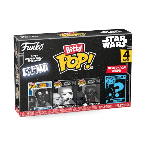 Funko Bitty POP! Star Wars - Darth Vader™, TIE Fighter Pilot™, Stormtrooper™ and A Surprise Mystery Mini Figure - 0.9 Inch (2.2 Cm) Collectable - Stackable Display Shelf Included - Gift Idea