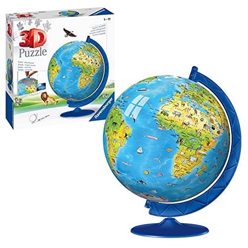 Ravensburger Children’s World Globe 3D Jigsaw Puzzle for Kids age 6 Years Up - 180 Pieces - No Glue Required