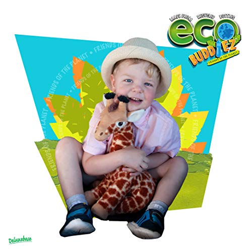 EcoBuddiez - Giraffe from Deluxebase. Large 35cm Soft Plush Animals made from Recycled Plastic Bottles. Eco-Friendly Cuddly Gift for Kids and Cute Stuffed Animal Toy for Toddlers.