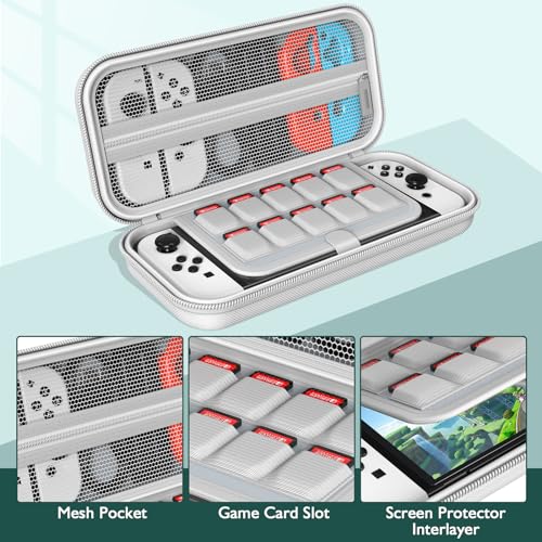 HSTOP Switch/Switch OLED Case for Nintendo Switch/Nintendo Switch OLED Travel Case for Nintendo Switch/Nintendo Switch OLED accessories with 10 Game Card Slot