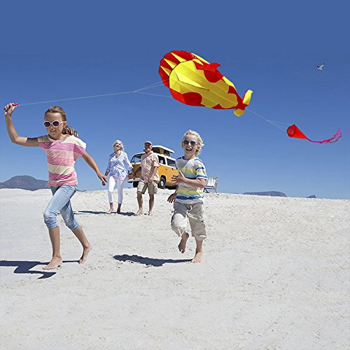 Lixada 3D children adults kites Giant frameless soft parafoil giant whale kite, single line kite Best large beach kite, 120 * 215cm, with storage bag