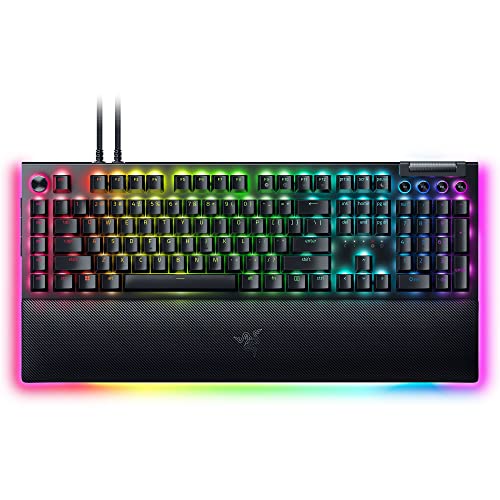 Razer BlackWidow V4 Pro (Green Switch) - Mechanical Gaming Keyboard (Clicky Mechanical Switches, Command Dial and 8 Dedicated Macro Keys, Multi-Function Roller, Wrist Rest) UK Layout | Black