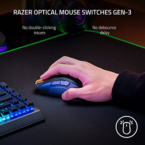 Razer Naga V2 Pro - MMO Wireless Gaming Mouse with HyperScroll Pro Wheel (3 Swappable Side Plates, HyperSpeed Wireless, Focus Pro 30 K Optical Sensor, Optical Mouse Switches Gen-3, Bluetooth) Black