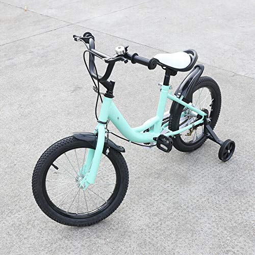 WSIKGHU 16 Inch Kids Bike, Boys/Girls Bikes with Training Wheels Suitable for children 105cm to 135cm tall (generally 5-8 years old) Gifts for Children (Green)