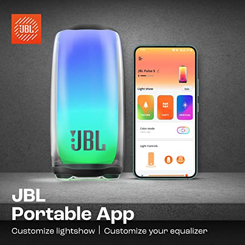 JBL Pulse 5 Portable Bluetooth Speaker with Light Show, 12h Play Time, IP67 Dustproof and Waterproof, Pair with other JBL Speakers using PartyBoost, Black