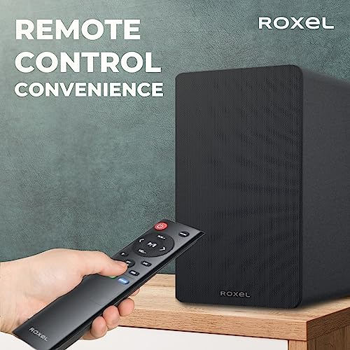 Roxel Onyx Active Bookshelf Speaker 100 Watt RMS, BT Wireless Stream, RCA, HDMI ARC, USB, 3Metre Cable, Dynamic Sound,Office Speaker, Home Theatre (Onyx Black) (Onyx Black)