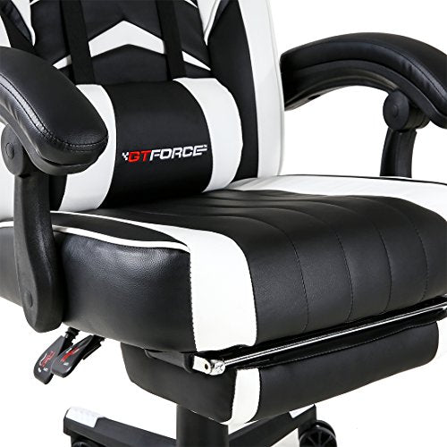 GTFORCE TURBO RECLINING SPORTS RACING GAMING OFFICE DESK PC CAR FAUX LEATHER CHAIR (White)