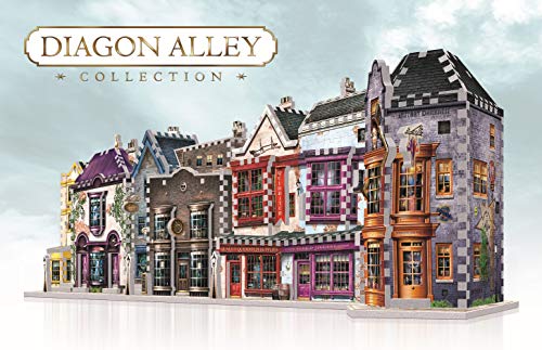 Wrebbit 3D - Harry Potter Diagon Alley Collection 3D Jigsaw Puzzles - Ollivander’s Wand Shop, Quality Quidditch Supplies, Madam Malkin’s and Weasleys’ Wizard Wheezes -Bundle of 4- Total of 1175 Pieces