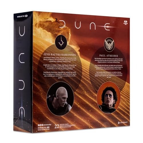 McFarlane Toys Dune: Part Two Paul Atreides & Feyd-Rautha Harkonnen 7-Inch Action Figures 2-Pack - Ultra Articulation, Crysknife, Sword, and Collectible Art Cards