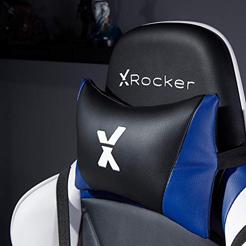 X-Rocker Agility Sport eSport Gaming Racing Desk Chair, Ergonomic Adjustable Computer Office Chair with Adjustable Lumbar Support and Headrest Pillow, Adjustable Swivel, 3D Armrests - Blue