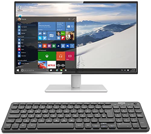 Arteck HW305-2 2.4G Wireless Keyboard Ultra Slim Full Size Keyboard with Numeric Keypad and Media Hotkey for Computer/Desktop/PC/Laptop/Surface/Smart TV and Windows 11/10 Built-in Rechargeable Battery