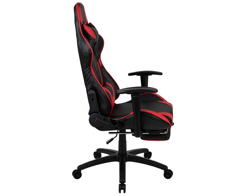 Flash Furniture X30 Gaming Chair, Ergonomic Office Chair for PC and Gaming Setups, Adjustable Racing Chair with Fully Reclining Back Support, Black Gaming Chair with Red Trim
