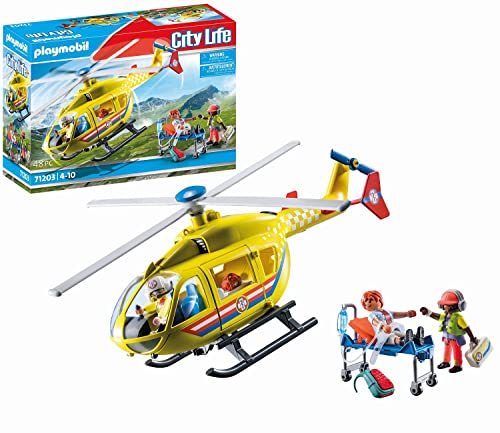 Playmobil 71203 City Life Medical Helicopter, helicopter Toy, emergency rescue services Toy set, Fun Imaginative Role-Play, Playset Suitable for Children Ages 4+