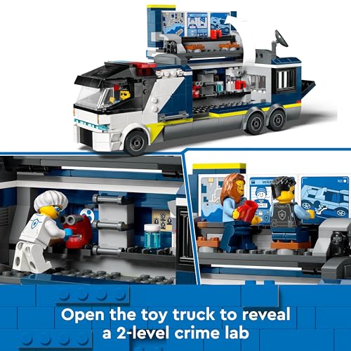 LEGO City Police Mobile Crime Lab Truck Toy for 7 Plus Year Old Boys, Girls & Kids, Vehicle Set with Quad Bike, 2 Officer, 1 Scientist and 2 Crook Minifigures for Pretend Play, Birthday Gifts 60418