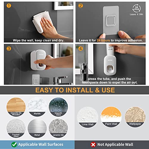 MOPMS Toothpaste Dispenser Wall Mount for Bathroom Automatic Toothpaste Squeezer