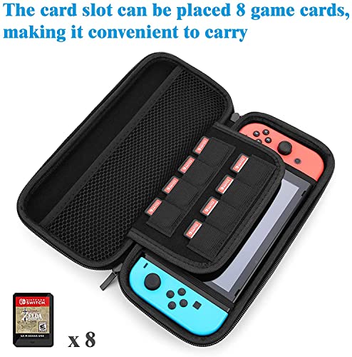 HEYSTOP Nintendo Switch Case - Nintendo Switch Carry Case Pouch + Switch Cover Case + HD Switch Screen Protector + Thumb Grips Caps for Nintendo Switch Console Accessories(Leaf)