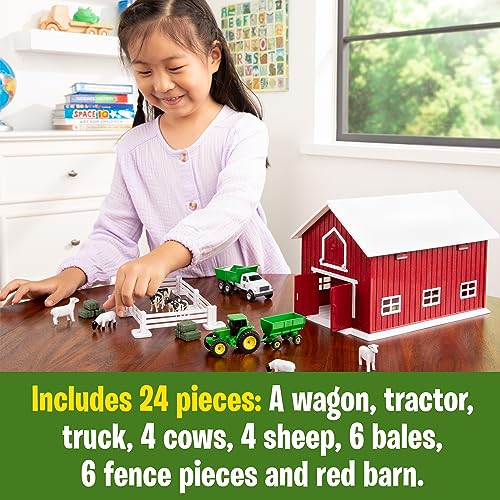 John Deere Kids 47333 64 JD 24 Piece Farm PLAYSET,Red,Medium