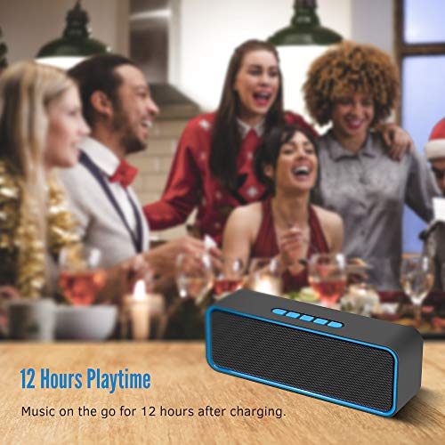 Kolaura Portable Wireless Speaker, Bluetooth 5.0 Speaker with 3D Stereo HiFi Bass, 1500mAh Battery, 12 Hour Playtime (Blue)