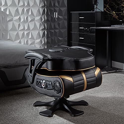 X-Rocker Olympus 4.1 Gaming Chair, Wireless and Bluetooth Speakers for Video Games, Faux Leather - Black/Gold