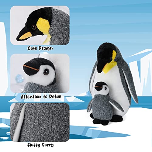 Penguin Mom & Baby Plush Toy, 33cm Stuffed Animal Small Plushie Doll, Soft Fluffy Like Real Penguin Hugging Toy - Present for Every Age & Occasion (assa-911)