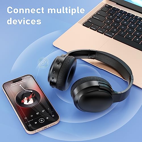 Falebare Active Noise Cancelling Headphones Wireless,80H Playtime Bluetooth Headphones Over Ear with Microphone,Headphones Wireless Bluetooth with Deep Bass for,Travel,Home,Office,Gym