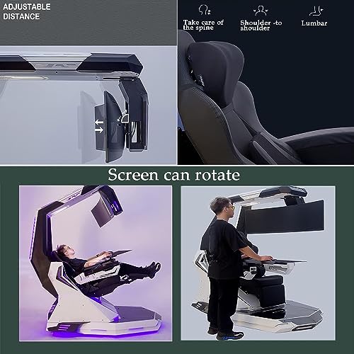 CSTAL Luxury Zero Gravity Gaming Chair, Ergonomic Regulatory E-Sports Chair, Computer Cockpit Chair, Boss Office Chair, with Massage + Pedals