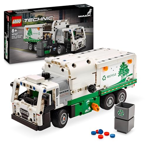 LEGO Technic Mack LR Electric Garbage Truck Toy for Boys & Girls aged 8 Plus Years Old, Recycling Bin Lorry with Realistic Features, Vehicle Gift Idea 42167