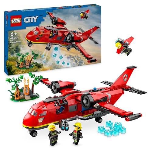 LEGO City Fire Rescue Plane Toy for 6 Plus Year Old Boys, Girls and Kids Who Love Imaginative Play, Airplane Emergency Vehicle Playset Includes 3 Minifigures, Birthday Gift Idea 60413