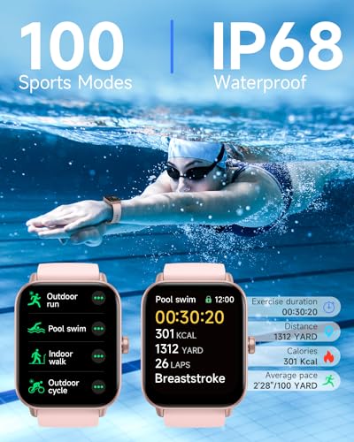 TOOBUR Smart Watch for Women Alexa Built-in, IP68 Waterproof Swimming, 1.8" Fitness Watch with Answer&Make Call/Heart Rate/Step Counter/Sleep Tracker/100 Sports, Compatible Android iOS