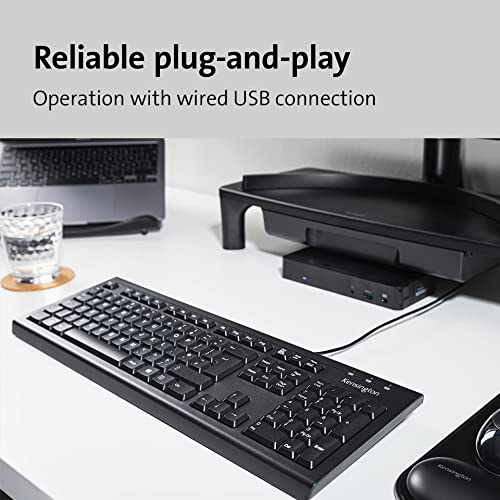 Kensington- wired keyboard for PC, Laptop, Desktop, Computer, notebook. USB Keyboard compatible with Dell, Acer, HP, Samsung and more, with UK layout - Black (1500109)