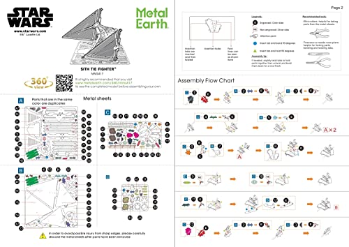 Fascinations Metal Earth Star Wars Rise of Skywalker Sith Tie Fighter 3D Metal Model Kit Bundle with Tweezers