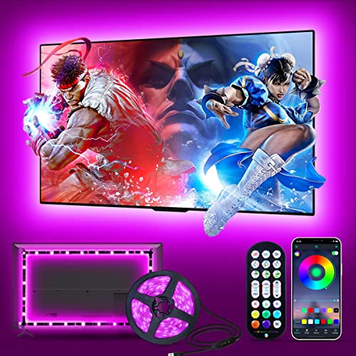 Daymeet Led Lights for TV, 5M Smart LED TV Backlights for 55-85 inch USB TV Monitor Behind Lighting Color Changing RGB TV Led Light Strip with Remote Music Sync Bluetooth APP Control for Bedroom