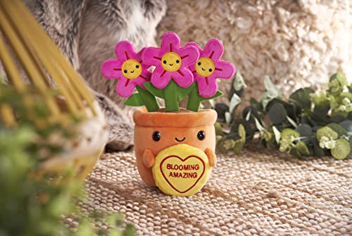 Swizzels Love Hearts 18CM (7-inch) Felicity Flowerpot "Blooming Amazing" Plush Soft Toy, 38012, Yellow,orange,pink