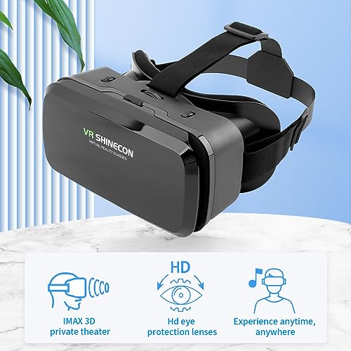 VR Headsets Virtual Reality Headsets for Phone Cell Phone 3D Glasses Helmets VR Goggles for TV Movies Video Games Support 4-6inches Mobile Screen,100° Large Viewing Angle(Black)