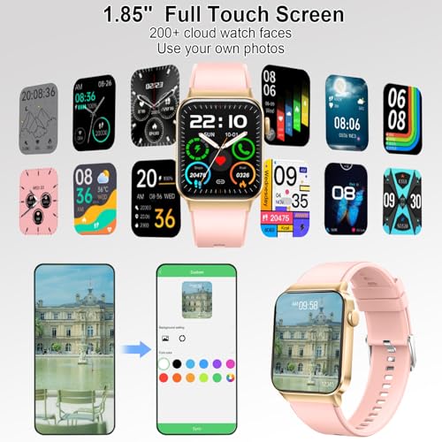 Smart Watch for Men Women Answer/Make Calls, 1.85" Touch Screen Smart Watches with Step Counter, Heart Rate Sleep Monitor, 110+ Sport Modes, Fitness Tracker, IP68 Waterproof Smartwatch for Android iOS