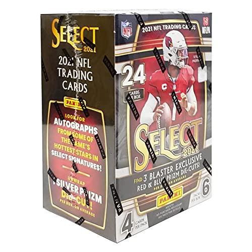 2021 Panini Select Football NFL Blaster Box - 24 Trading Cards - Exclusive Red & Blue Prizm Die-Cuts