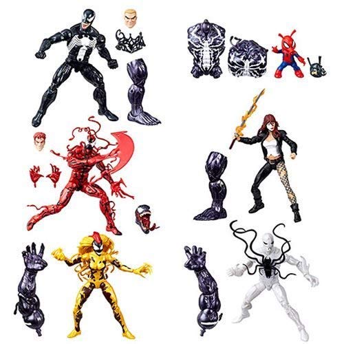 Hasbro Venom Marvel Legends: Venom, Carnage, Poison Spider-Man, Spider-Ham, Scream, Typhoid Mary Action Figure Set