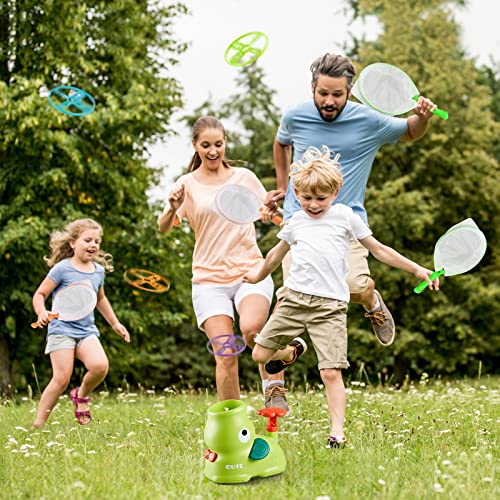 YYDeek Outdoor Toys for Kids 4-8, Toddler Garden Toys, Flying Disc Launcher Toy with 8 Dics, Kids Garden Toys for 3 4 5 6 Years Old Boys and Girls, Outdoor Games for Kids 8-12